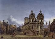 Jan van der Heyden Church Square, memories Spain oil painting artist